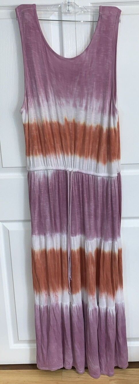 Knox Rose Tie Dye Knit Maxi Dress Women's XL Lilac Sleeveless Boho Beach Hippie